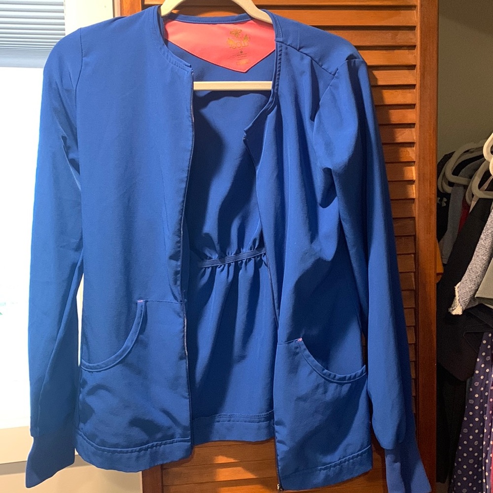 Med couture royal blue scrub jacket